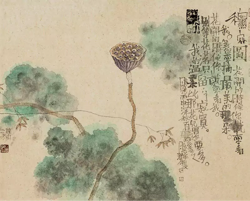 秋容图画，画的是一个荷菱 连胜群