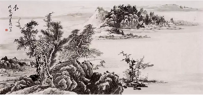 山水画 来自北京宋庄 作者好像石江，或者石红