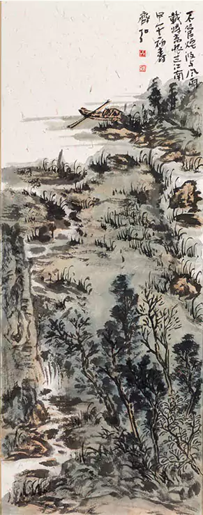 竖版山水有小舟来自宋庄