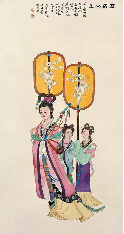 文成公主画面上有三个人