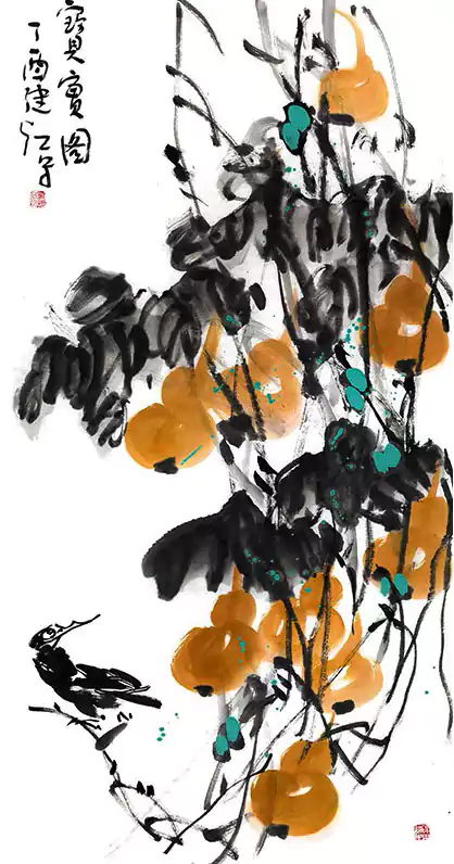 葫芦 国画 鸟