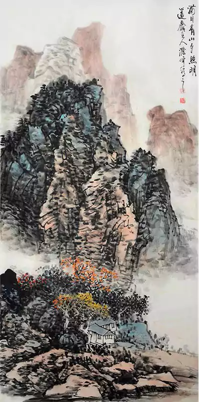 山水有房屋 国画
