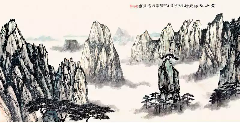 山水雾霭国画