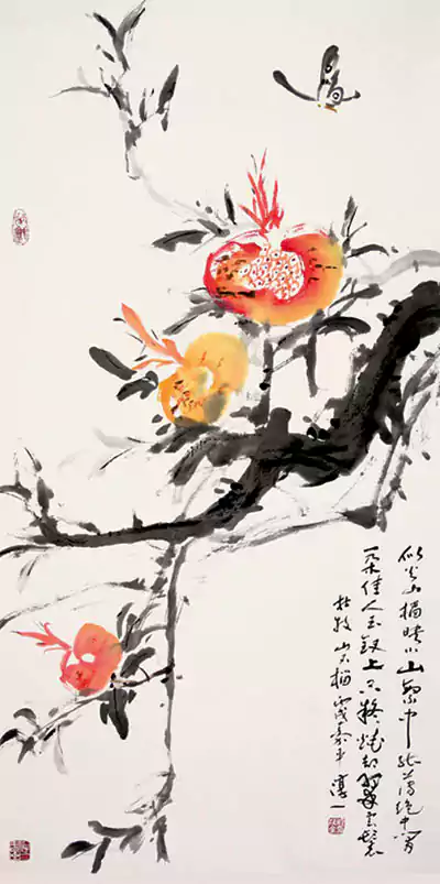国画 石榴树 写意