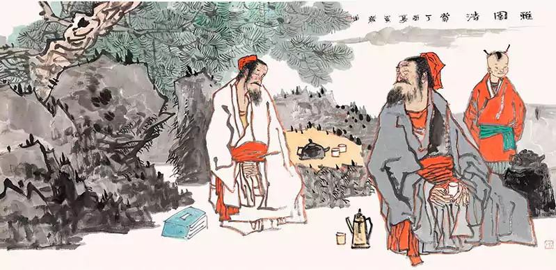 假山 人物 国画