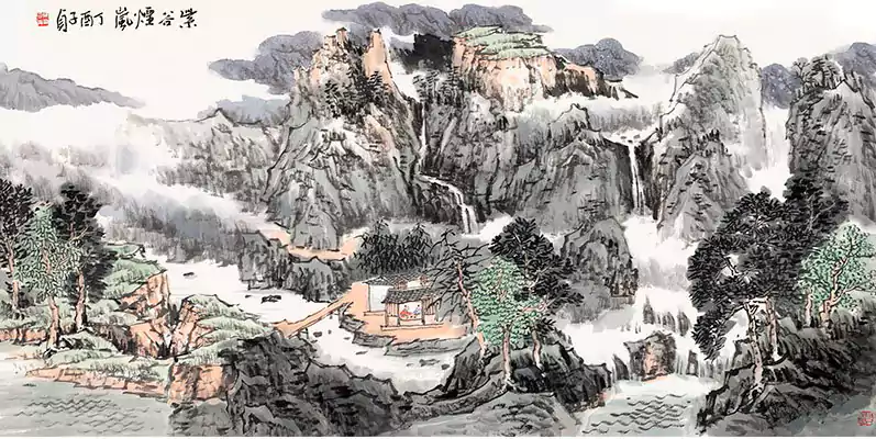 烟岚山水画 国画