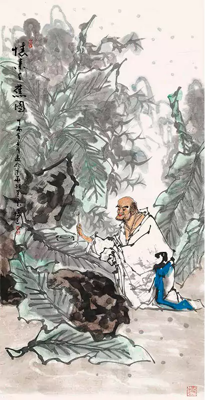 芭蕉下的画师 国画