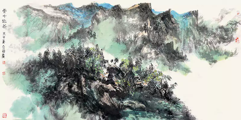 云中幽谷 山水画 国画