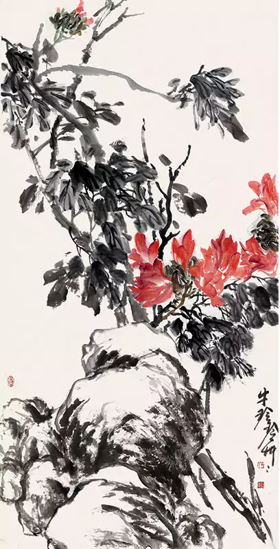 花 山石 国画