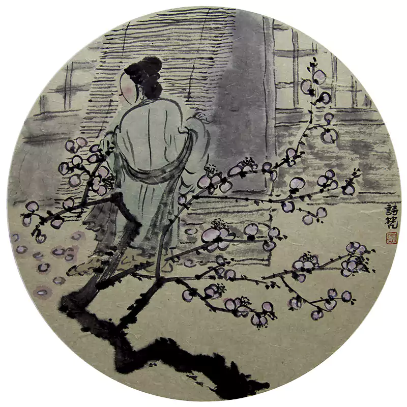 梅花与妇人 圆形
