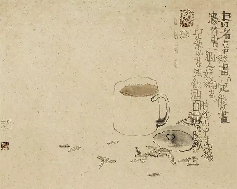 连胜群画的茶缸 国画