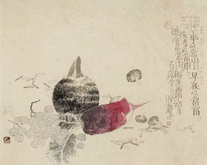 连胜群画的农产品 国画