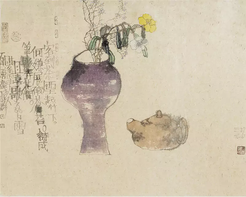 茶壶与花瓶 国画