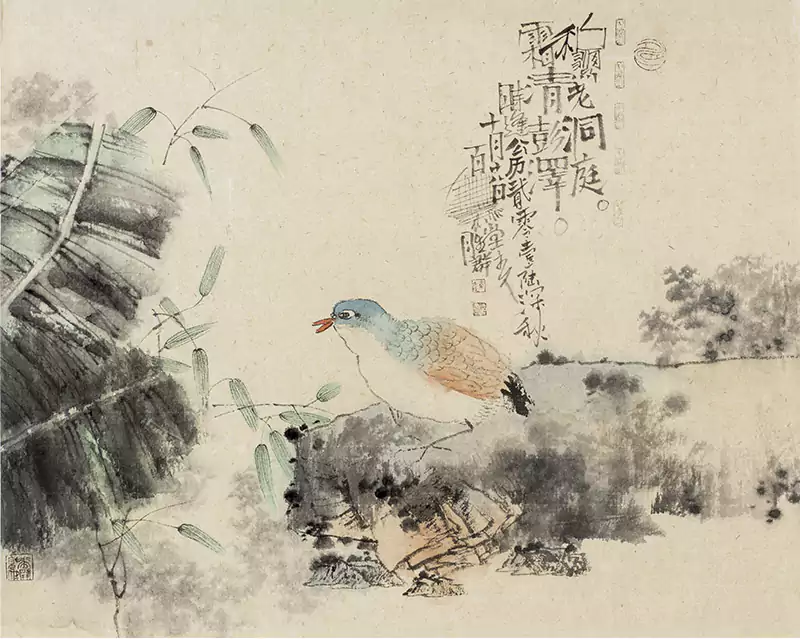 鸟和芭蕉连胜群 国画