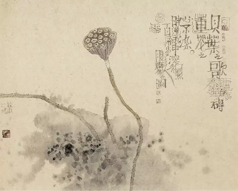 池塘里的莲花 国画