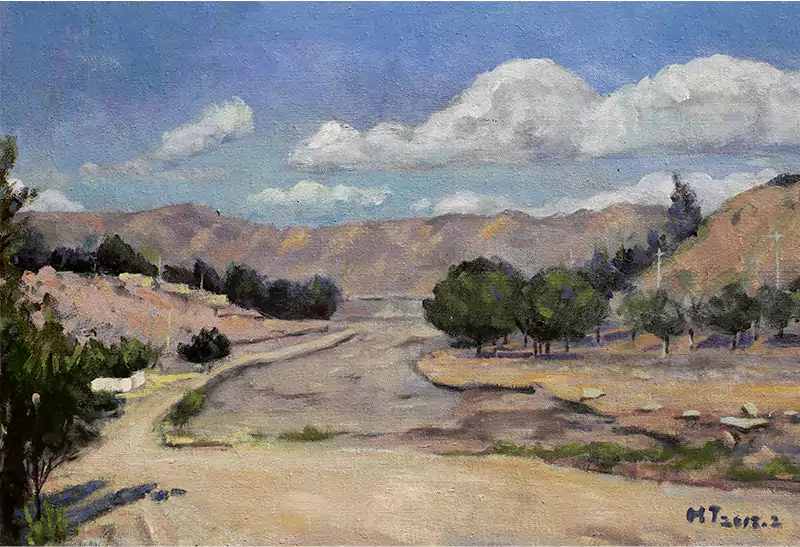山川河流的景致 油画