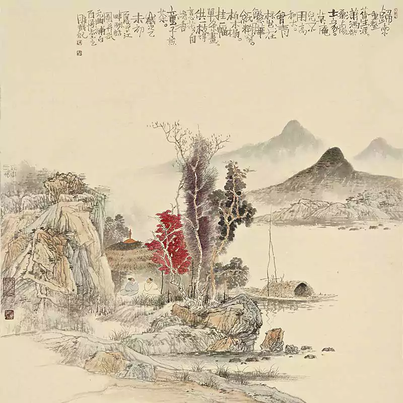 连胜群的一幅斗方山水 国画
