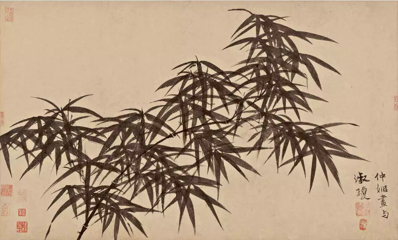 墨竹图元 管道升 古画