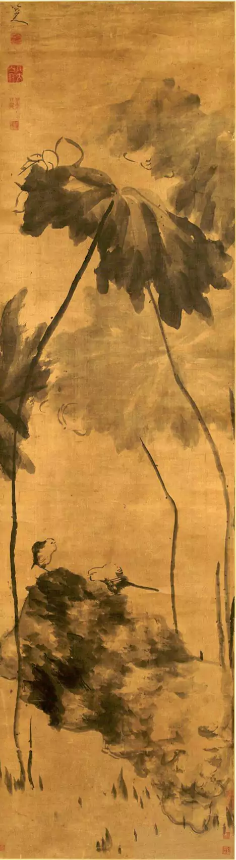 清-朱耷(八大山人)-荷花双禽