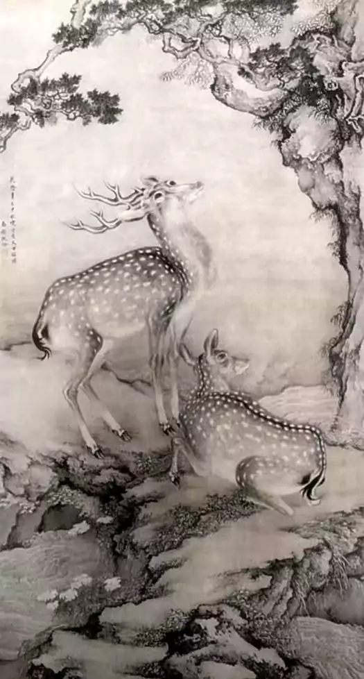  魏家坡古居中的古画鹿
