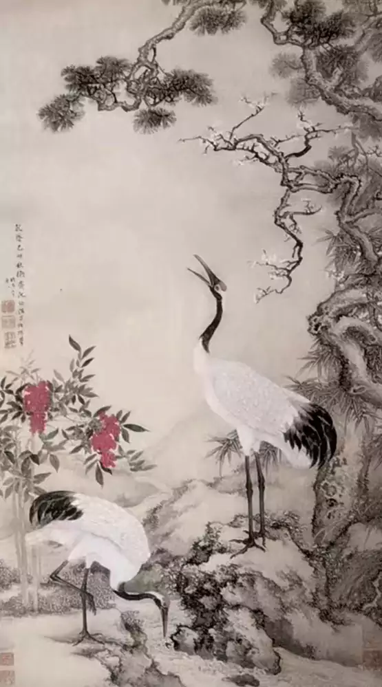  魏家坡古居中的古画鹤