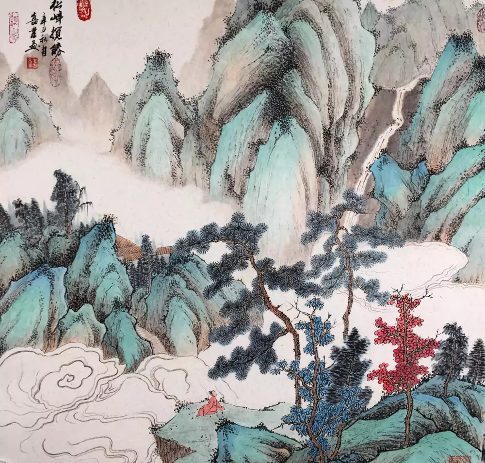 斗方山水